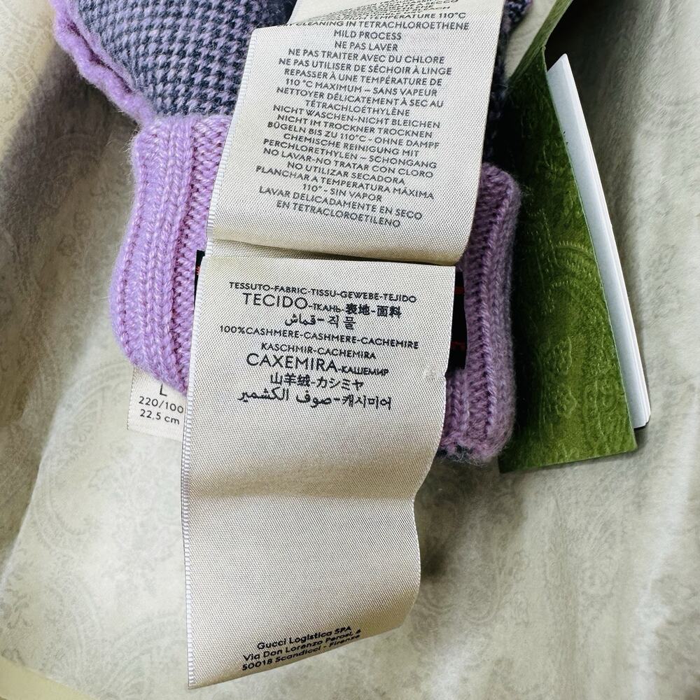 NIB Gucci GG Fingerless Gloves Mittens Pink Size L 100% Cashmere - Picture 11 of 12